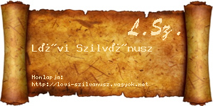 Lövi Szilvánusz névjegykártya